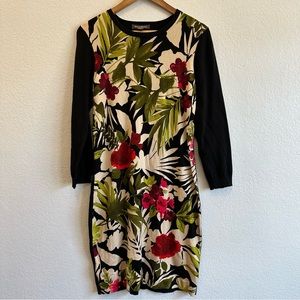 Tommy Bahama Size M Tropical Floral Long Sleeve Knit Sweater Dress